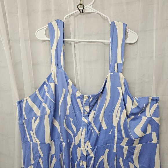 Ava & Viv Periwinkle Blue White Sleeveless Maxi Dress Festival Boho Abstract 4X - Picture 6 of 10